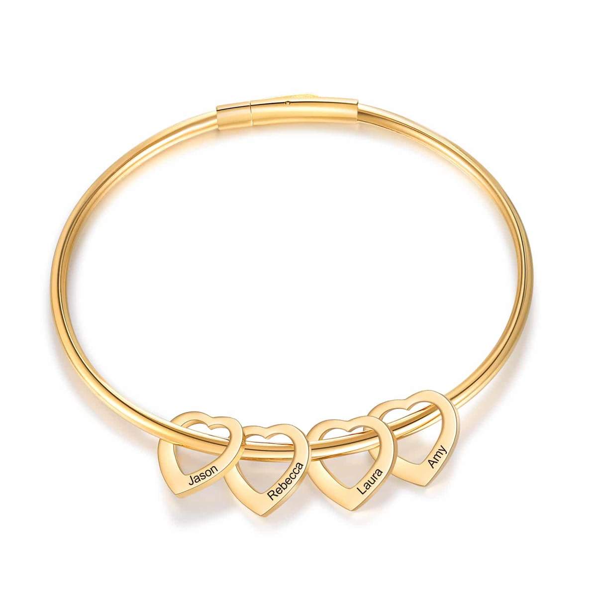 Personalized gold bracelet for mom engraved with kids' names