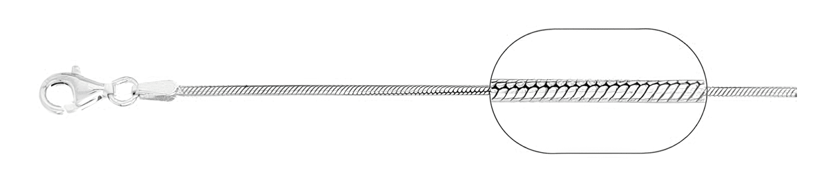 Snake chain necklace with a smooth, tube-like surface