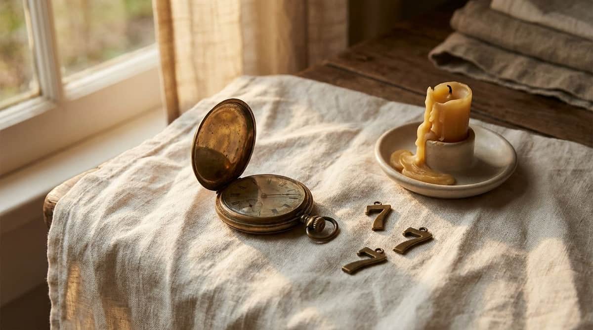 777 Angel Number Meaning: What It Actually Means — editorial still-life cover photograph